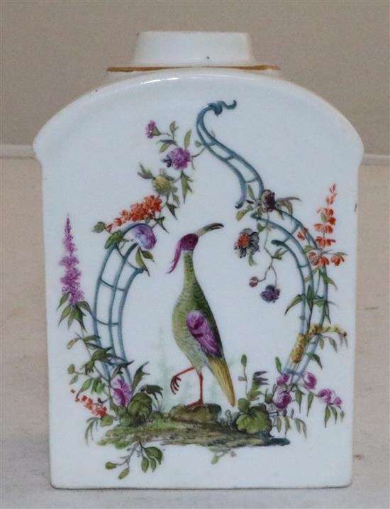 A Meissen rectangular tea caddy, mid 18th century, 10.5cm (4.1in.)